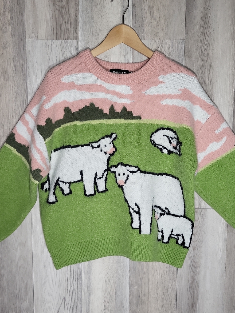 Vamtac Sheep Sweater Womens Large Cottagecore Farmcore Cozy Knit